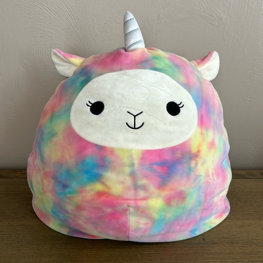 Squishmallow Lucy May the Llama Pegacorn Tie Dye Pillow Plush. Large.